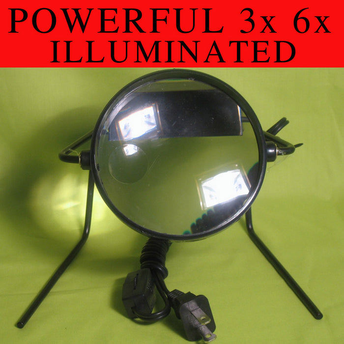 Illuminated Magnifier On Stand Lamp Desk Magnifying Glass Lighted Table Top New
