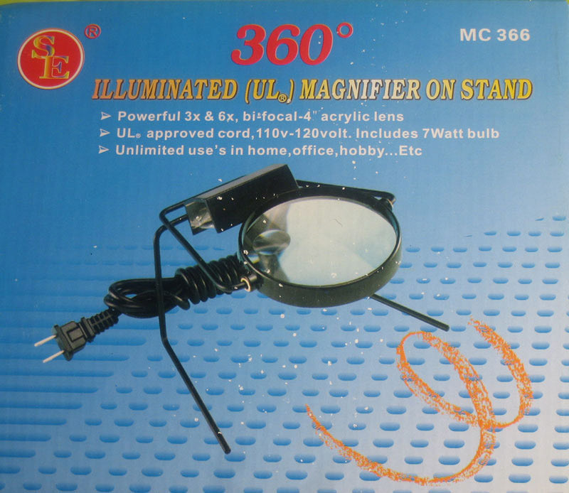 Illuminated Magnifier On Stand Lamp Desk Magnifying Glass Lighted Table Top New