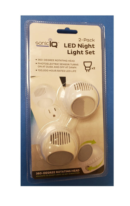 2 Pack Led Night Light Set Plug In Wall Lamp Automatic Sensor Lite Round Swivel