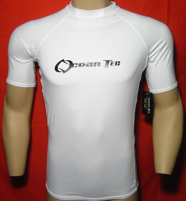 Mens Rash Guard RashGuard Short Sleeve White Surf Lycra Uv Spf New S M L XL 2XL