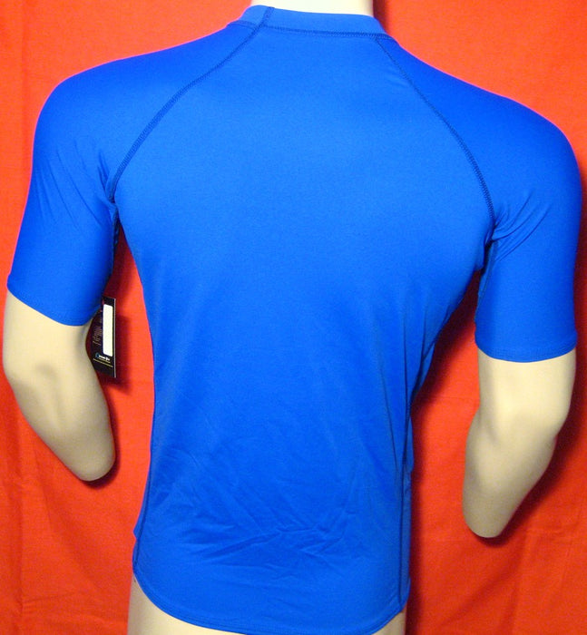 Men Rash Guard Surf Swim Shirt Water Sports SPF50+ Protection Tight Fit Blue NEW