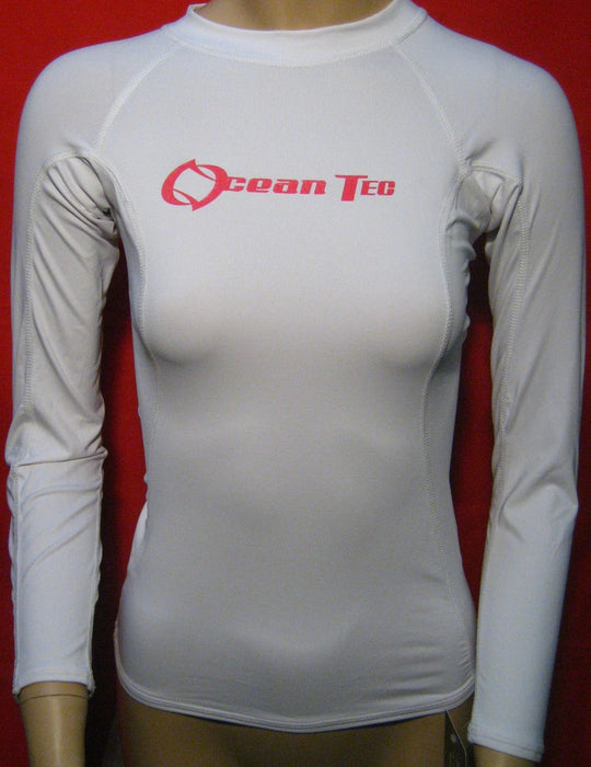 Womens Long Sleeve Rash Guard Swim Shirt SPF 50+ Surfing Swimsuit Swimwear White