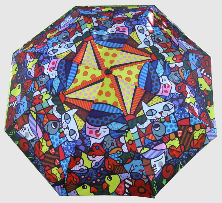 Romero Britto Umbrella Design Garden New Day Love Design Travel Folding Compact