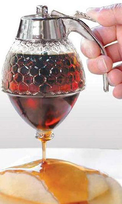 1 Honey Dispenser Glass No Drip Syrup Sugar Container Honey Vintage Pot Dripless
